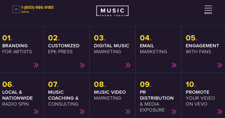 Service page of #10 Leading Entertainment Public Relations Firm: MusicPromoToday