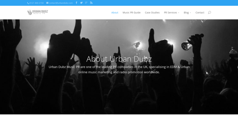 About page of #9 Leading Music PR Business: Urbandubz