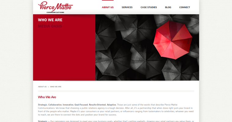 About page of #7 Leading NYC Public Relations Company: Pierce Mattie