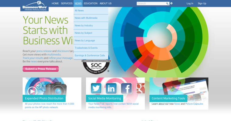 Home page of #3 Leading Press Release Service: Business Wire