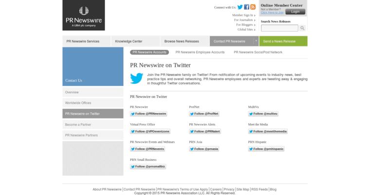 News page of #2 Best Press Release Service: PR Newswire