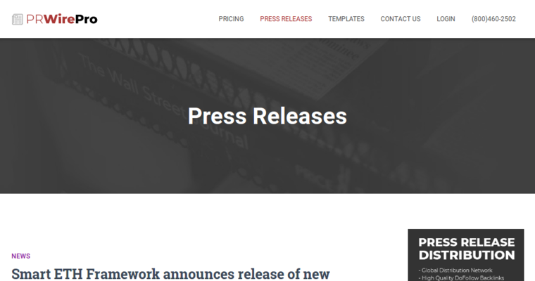 Press page of #1 Top Press Release Service: PR Wire Pro