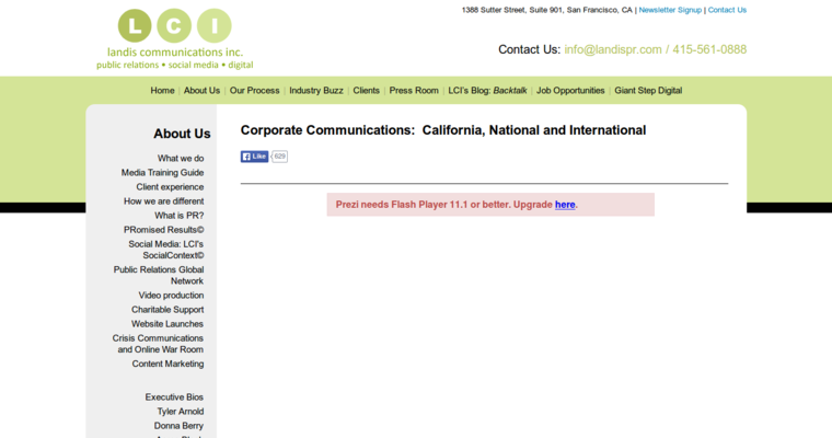 About page of #5 Top SF PR Company: Landis Communications Inc