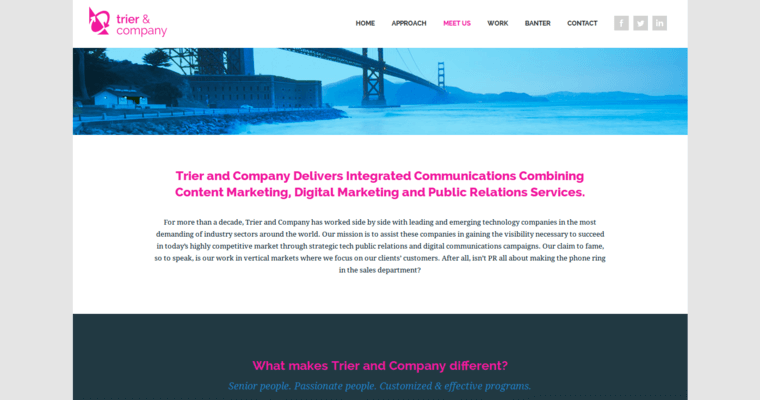 Meet Us page of #2 Leading San Francisco Public Relations Company: Trier & Co