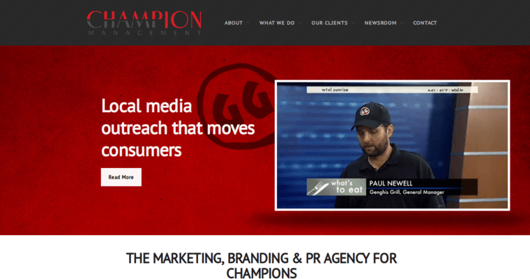 Home page of #3 Top Sports Public Relations Company: Champion Management