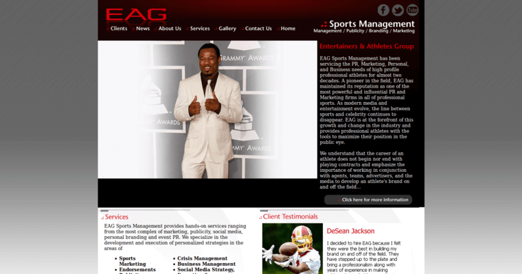 Home page of #2 Leading Sports Public Relations Company: EAG