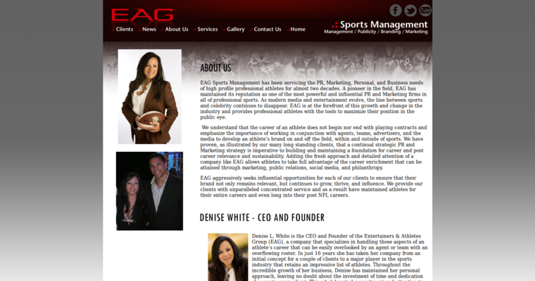 About page of #2 Best Sports Public Relations Company: EAG