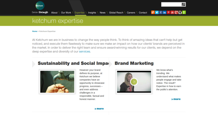 Expertise page of #10 Best Sports PR Company: Ketchum