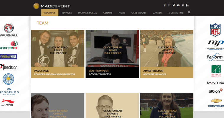 Team page of #9 Leading Sports Public Relations Firm: Macesport