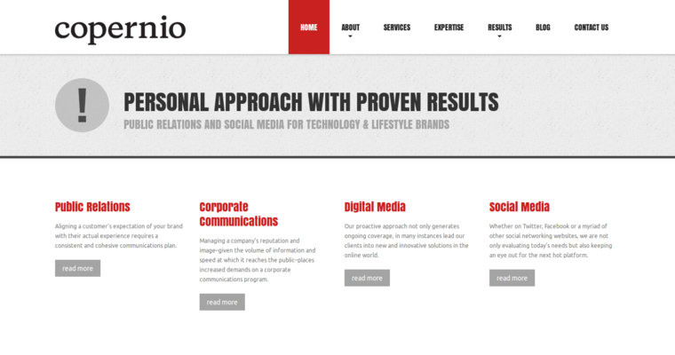 Home page of #8 Top Sports PR Agency: Copernio