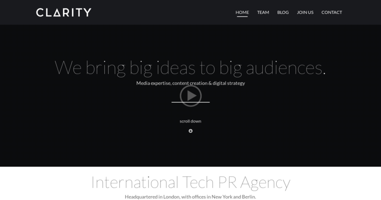 Home page of #10 Best PR Agency: Clarity