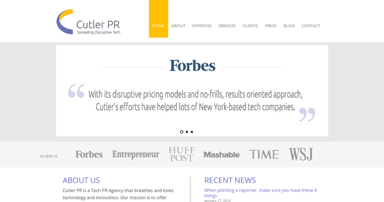 Home page of #5 Best PR Firm: Cutler PR