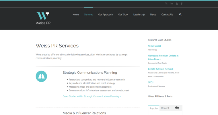Service page of #6 Leading Public Relations Company: Weiss PR