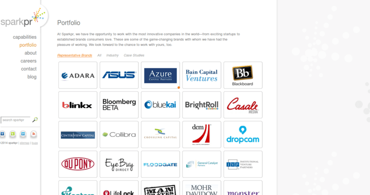 Folio page of #8 Top PR Company: Spark