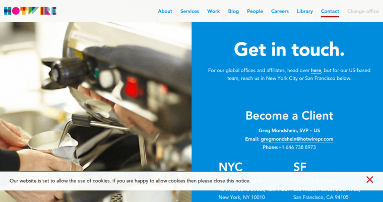 Contact page of #7 Leading PR Company: Hotwire PR