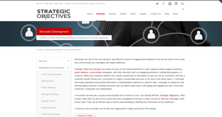 Development page of #2 Best Toronto Public Relations Agency: Strategic Objectives