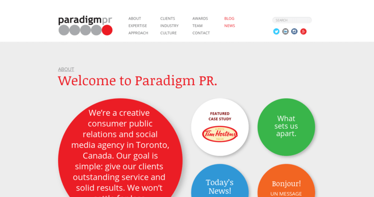 About page of #4 Top Toronto PR Business: Paradigm PR