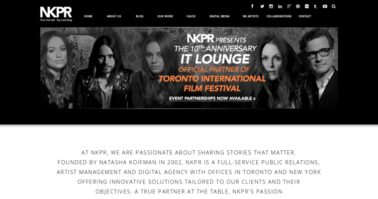 Home page of #1 Leading Toronto Public Relations Company: NKPR