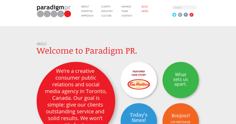 Home page of #4 Best Toronto Public Relations Firm: Paradigm PR