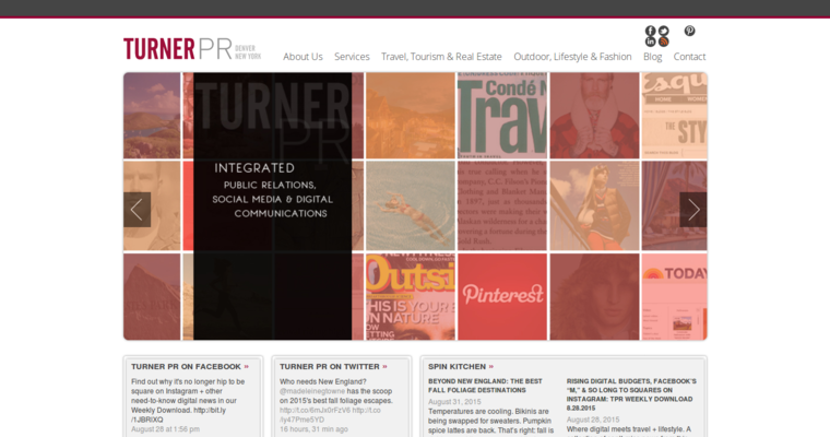 Home page of #7 Top Travel PR Business: Turner PR