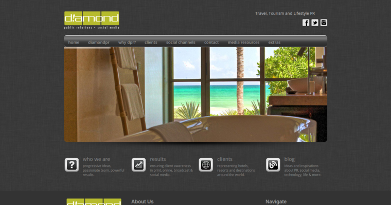 Home page of #8 Leading Travel Public Relations Business: Diamond PR