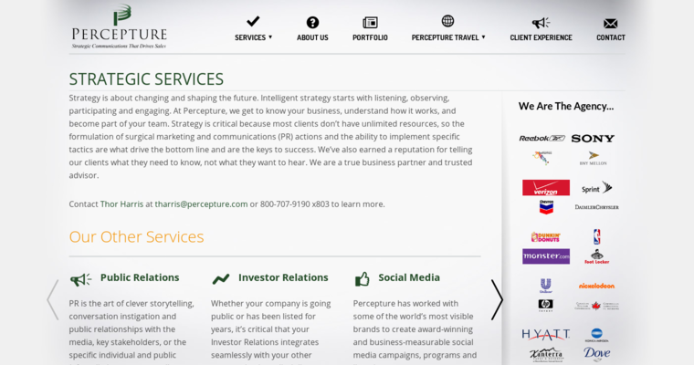 Service page of #9 Leading Travel PR Company: Percepture