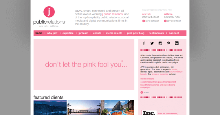 Home page of #7 Best Travel PR Company: J Public Relations
