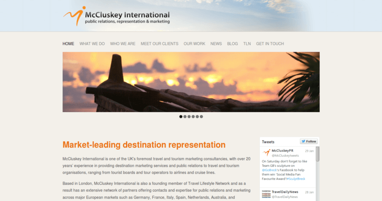 Home page of #9 Best Travel Public Relations Firm: McClusky International
