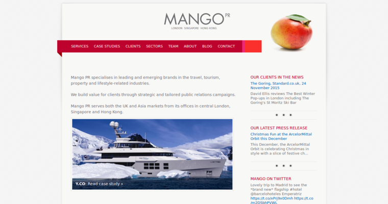 Home page of #2 Best Travel PR Company: Mango PR