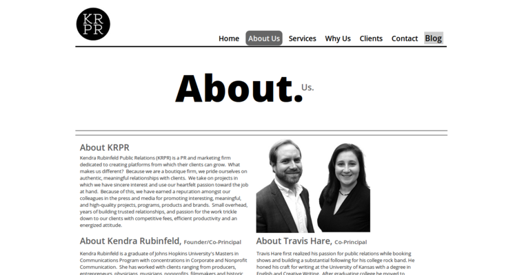 About page of #6 Top Washington DC Public Relations Firm: KRPR