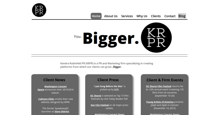 Home page of #6 Leading Washington DC Public Relations Company: KRPR