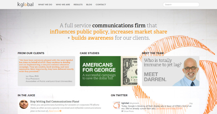 Home page of #3 Leading DC PR Business: Kglobal