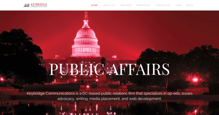 Home page of #9 Leading Washington DC Public Relations Company: Keybridge Communications