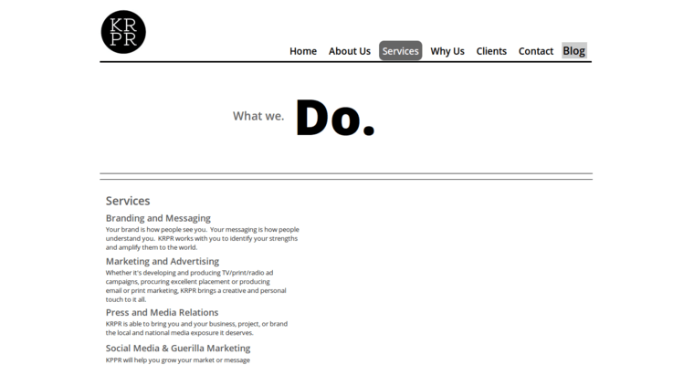 Service page of #6 Leading DC PR Business: KRPR