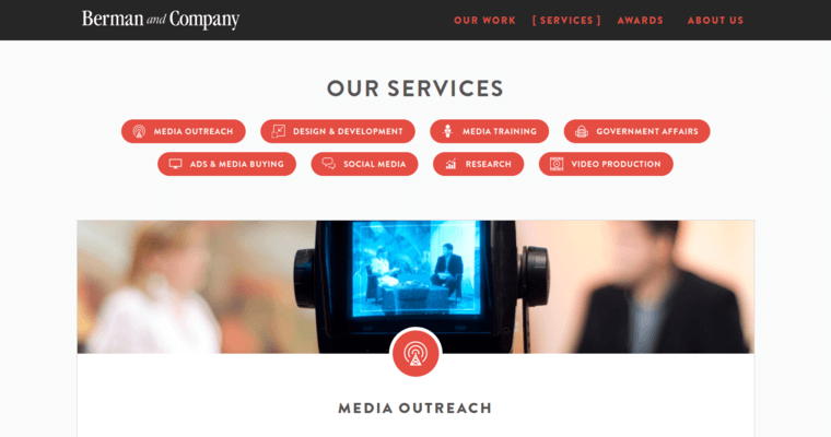 Service page of #7 Leading DC PR Agency: Berman & Co